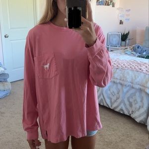 pink long sleeve shirt